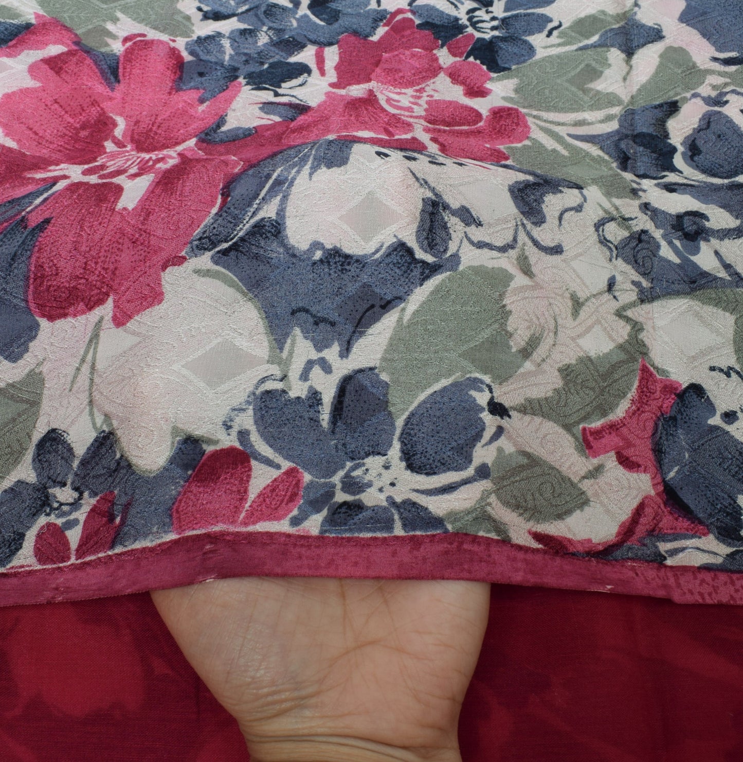 Sushila Vintage Pink Saree 100% Pure Georgette Silk Printed Floral Craft Fabric