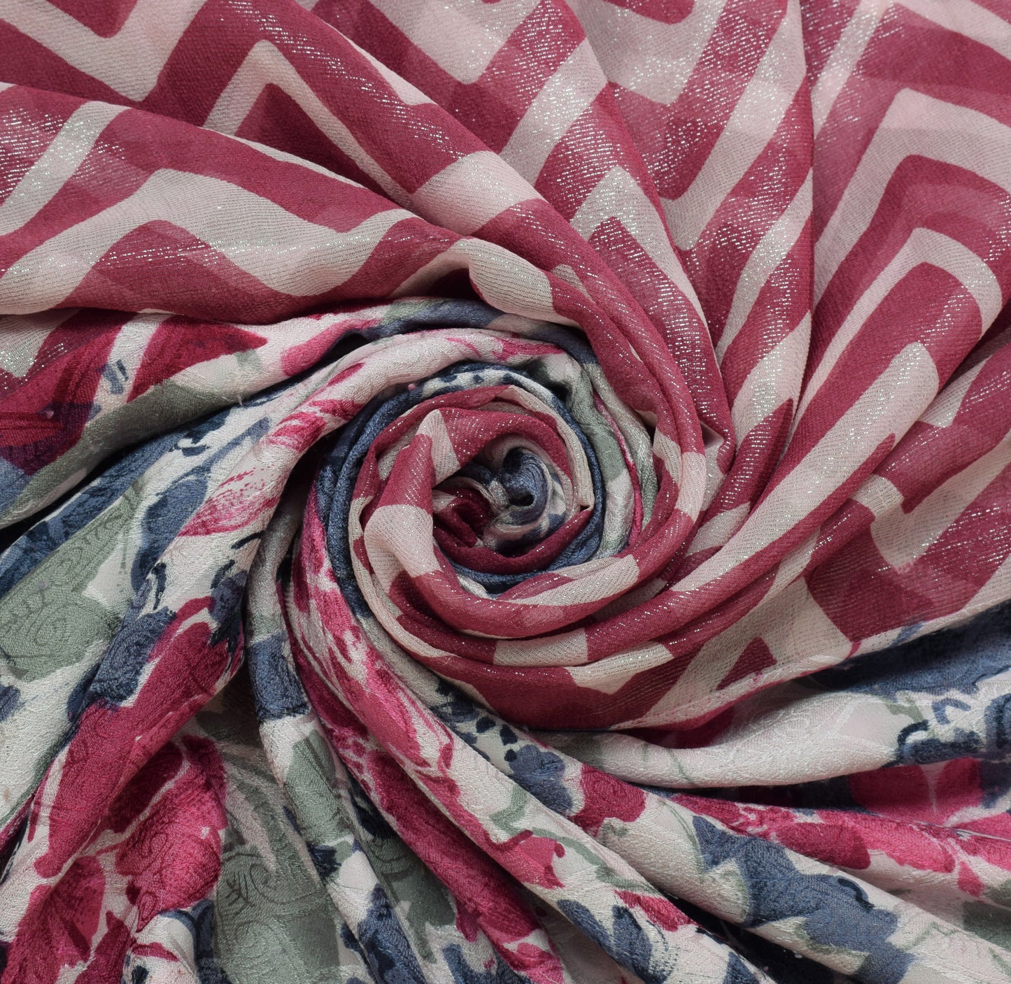 Sushila Vintage Pink Saree 100% Pure Georgette Silk Printed Floral Craft Fabric