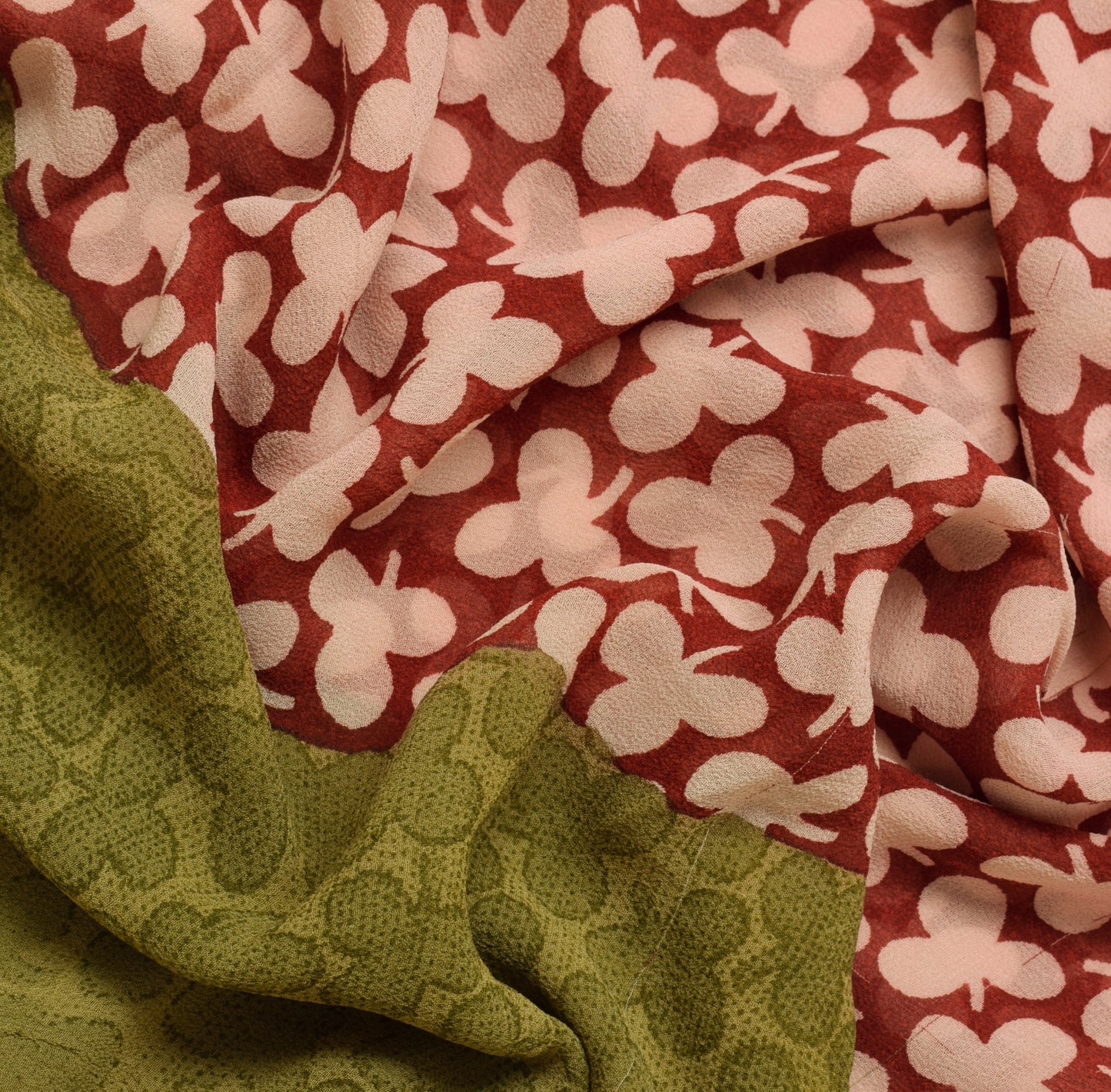 Sushila Vintage Indian Sari 100% Pure Georgette Silk Printed Floral Craft Fabric