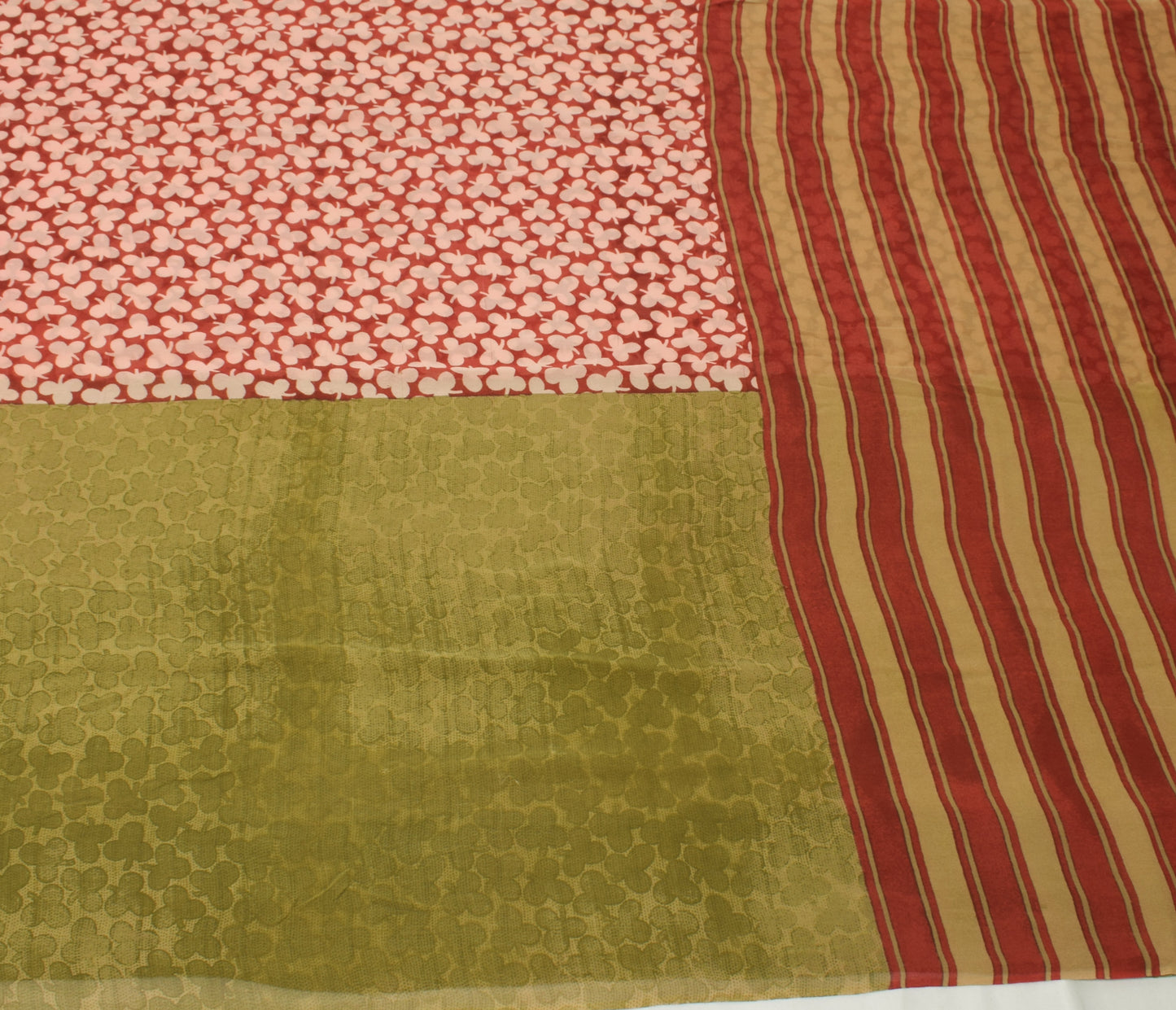 Sushila Vintage Indian Sari 100% Pure Georgette Silk Printed Floral Craft Fabric