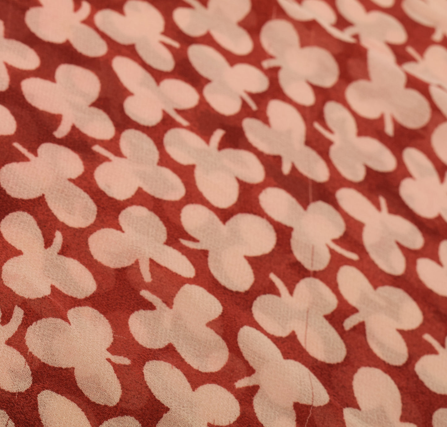 Sushila Vintage Indian Sari 100% Pure Georgette Silk Printed Floral Craft Fabric