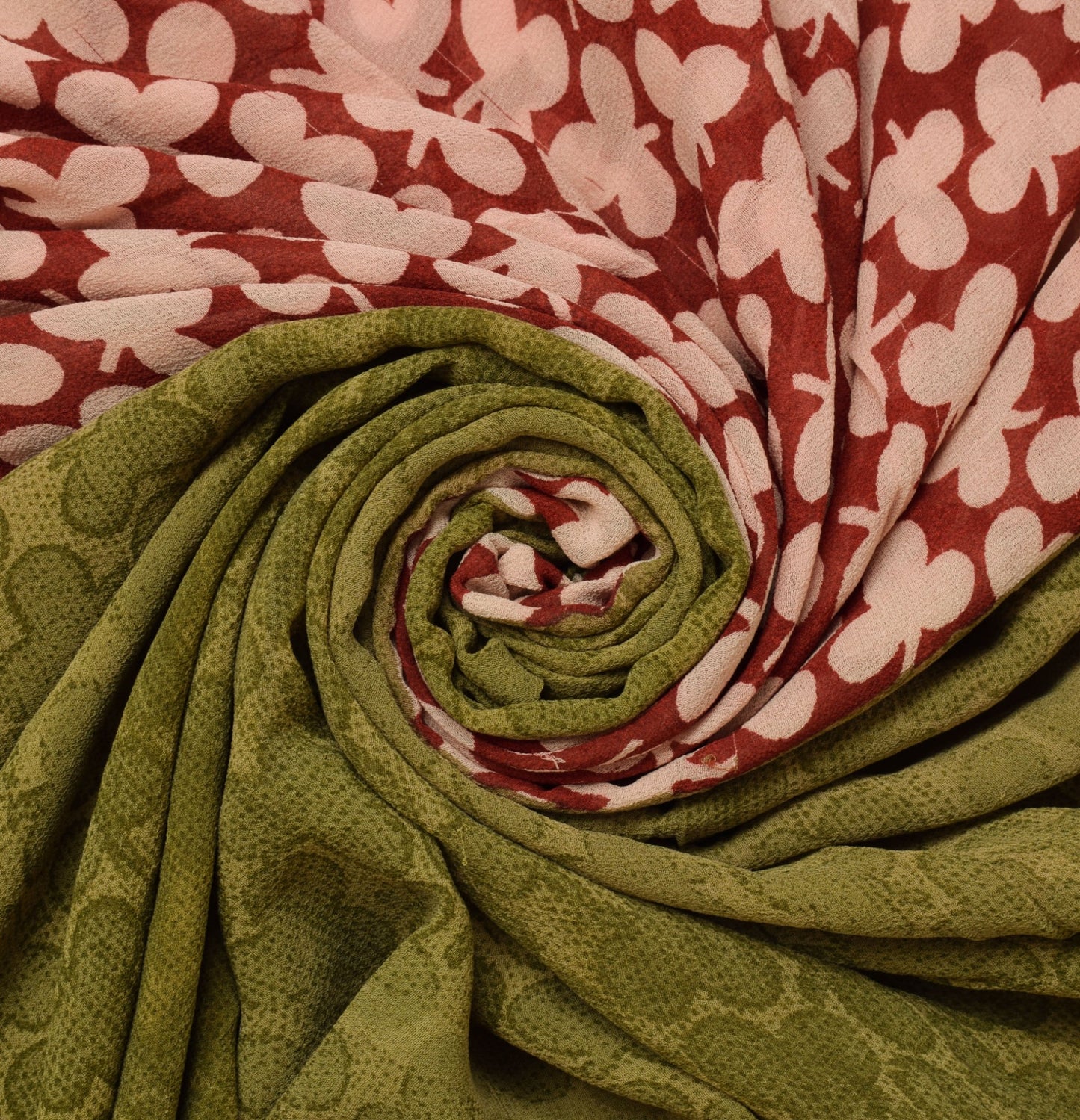 Sushila Vintage Indian Sari 100% Pure Georgette Silk Printed Floral Craft Fabric