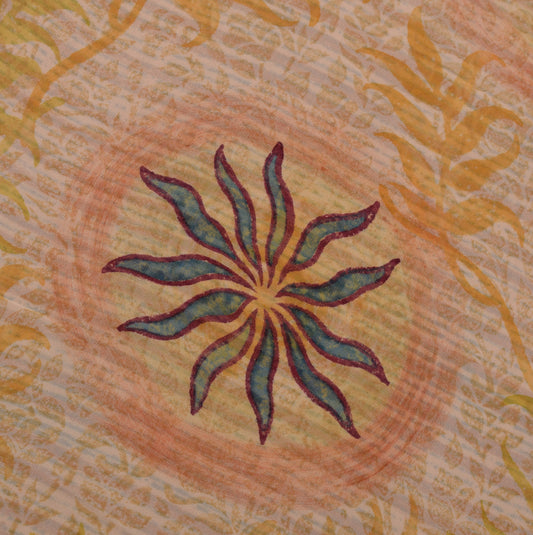 Sushila Vintage Indian Sari 100% Pure Georgette Silk Printed Floral Craft Fabric