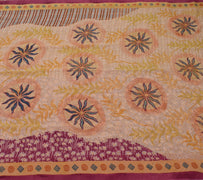 Sushila Vintage Indian Sari 100% Pure Georgette Silk Printed Floral Craft Fabric
