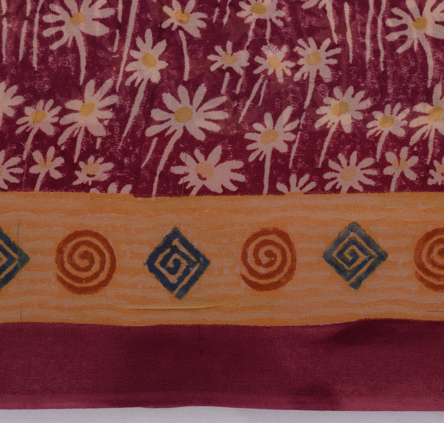 Sushila Vintage Indian Sari 100% Pure Georgette Silk Printed Floral Craft Fabric