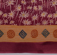 Sushila Vintage Indian Sari 100% Pure Georgette Silk Printed Floral Craft Fabric