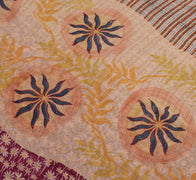 Sushila Vintage Indian Sari 100% Pure Georgette Silk Printed Floral Craft Fabric