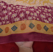 Sushila Vintage Indian Sari 100% Pure Georgette Silk Printed Floral Craft Fabric