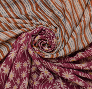 Sushila Vintage Indian Sari 100% Pure Georgette Silk Printed Floral Craft Fabric