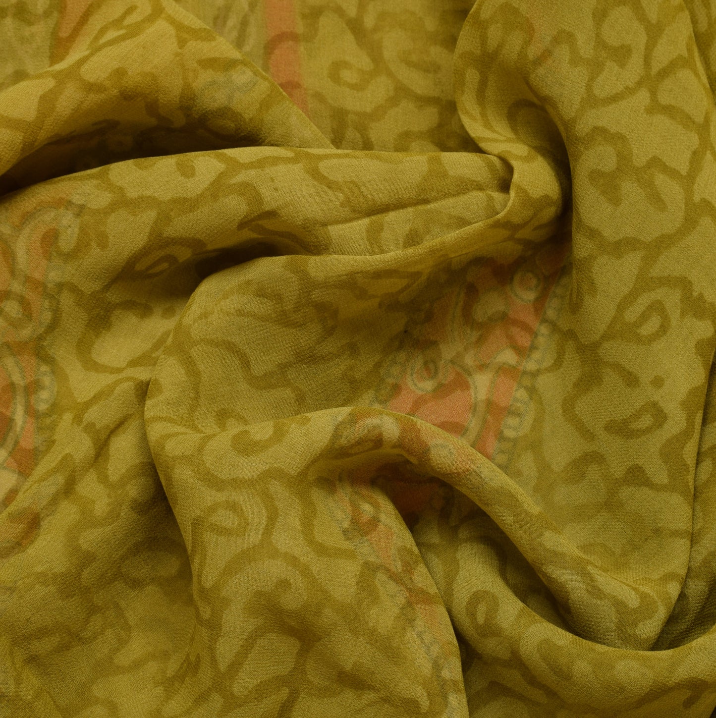 Sushila Vintage Green Saree 100% Pure Georgette Silk Printed Floral Craft Fabric