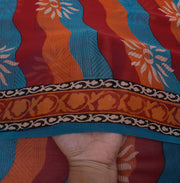Sushila Vintage Rust Saree 100% Pure Georgette Silk Printed Floral Craft Fabric
