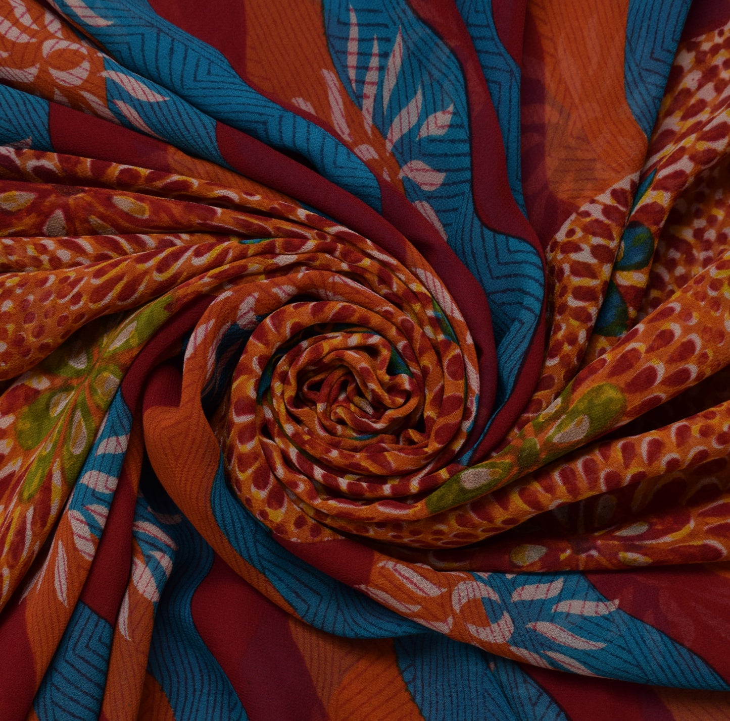 Sushila Vintage Rust Saree 100% Pure Georgette Silk Printed Floral Craft Fabric