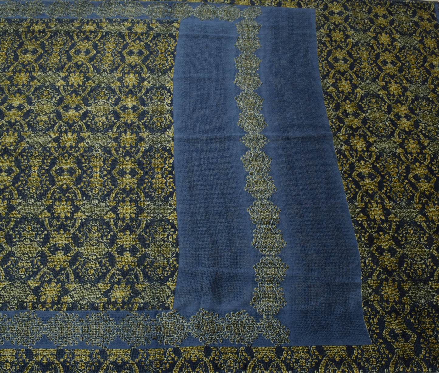 Sushila Vintage Blue Saree Blend Georgette Silk Printed Floral Craft Fabric