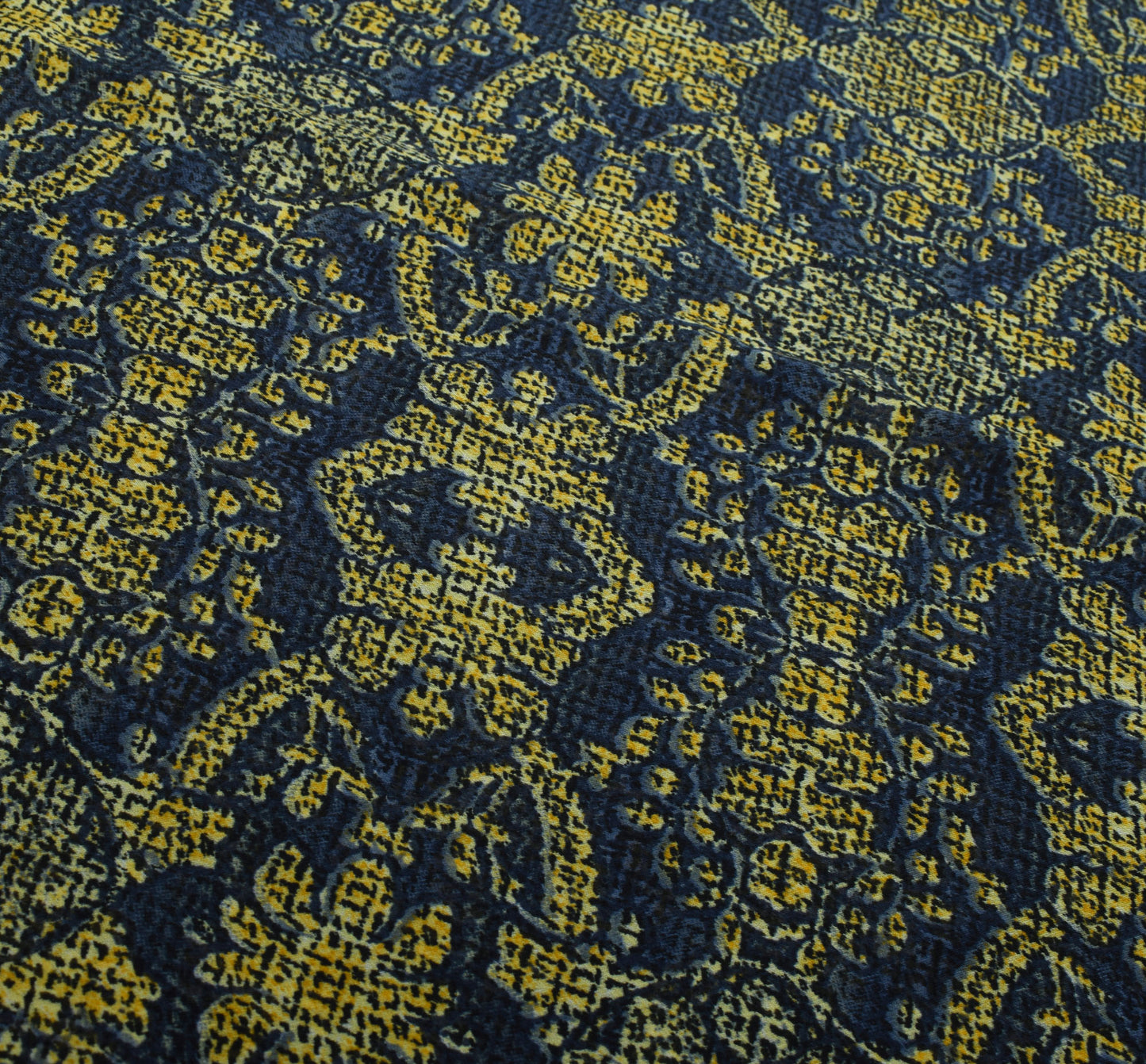 Sushila Vintage Blue Saree Blend Georgette Silk Printed Floral Craft Fabric