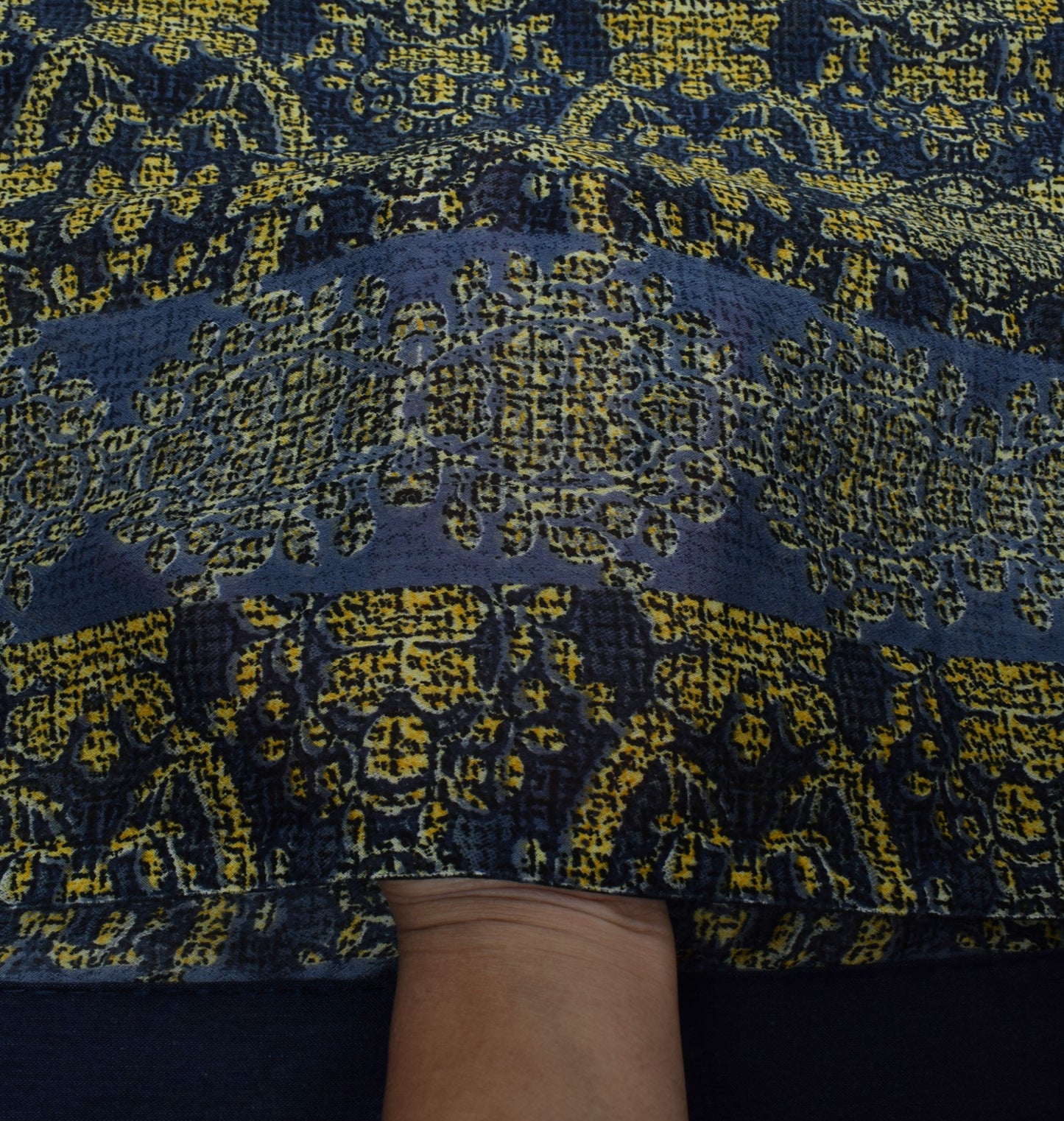 Sushila Vintage Blue Saree Blend Georgette Silk Printed Floral Craft Fabric
