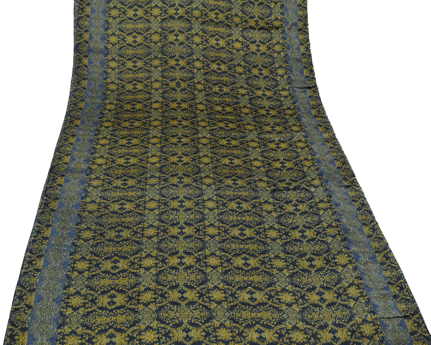 Sushila Vintage Blue Saree Blend Georgette Silk Printed Floral Craft Fabric
