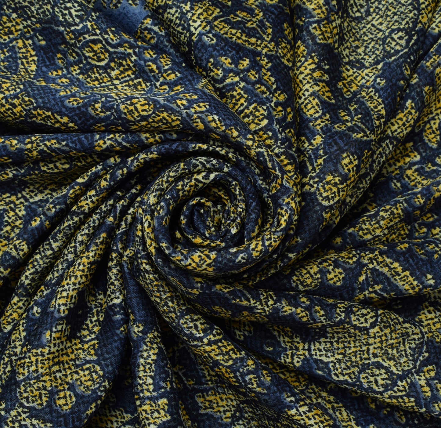 Sushila Vintage Blue Saree Blend Georgette Silk Printed Floral Craft Fabric