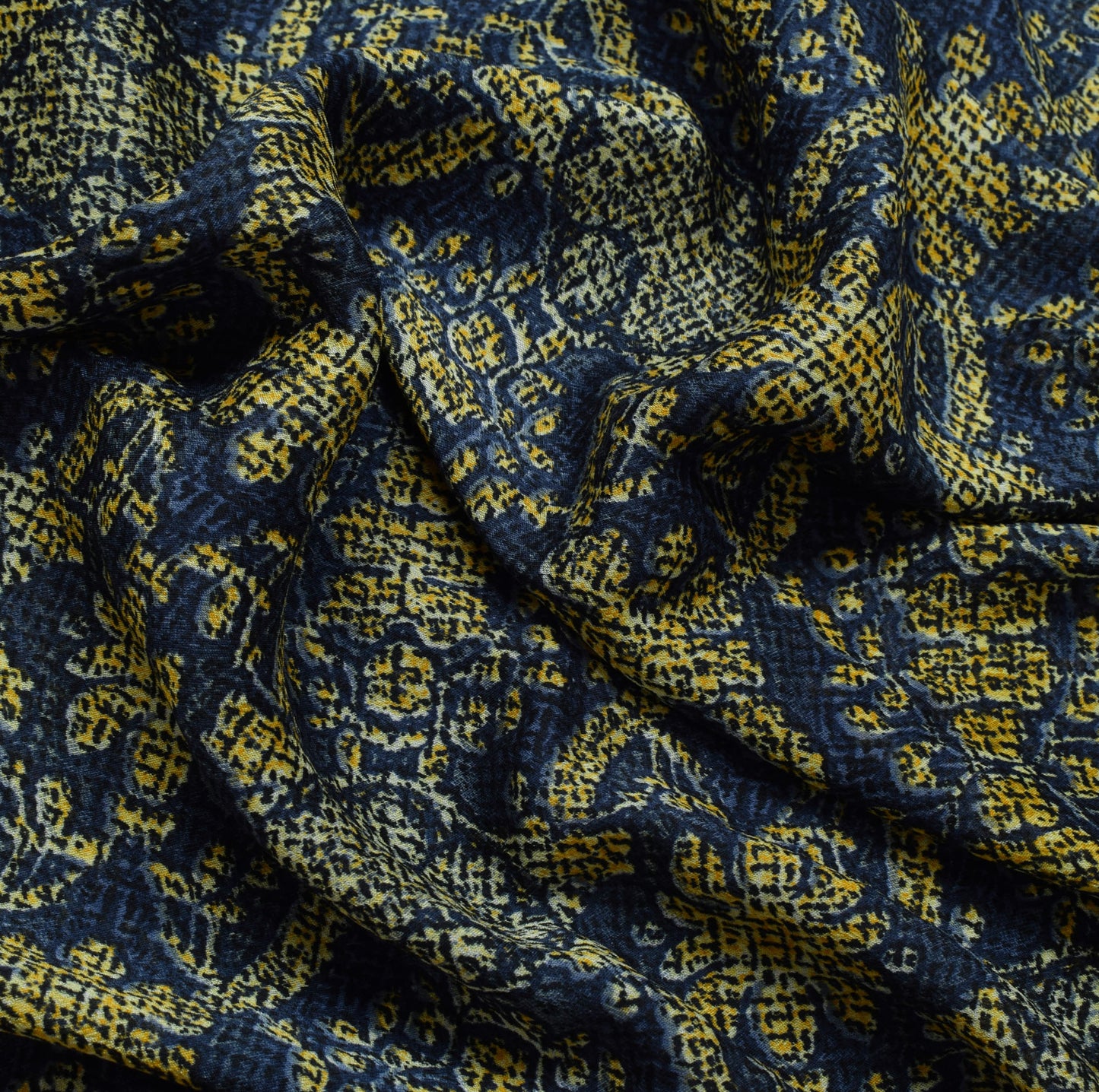 Sushila Vintage Blue Saree Blend Georgette Silk Printed Floral Craft Fabric