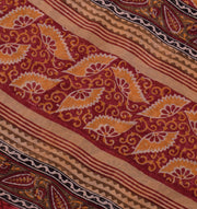 Sushila Vintage Red Saree 100% Pure Georgette Silk Printed Floral Craft Fabric