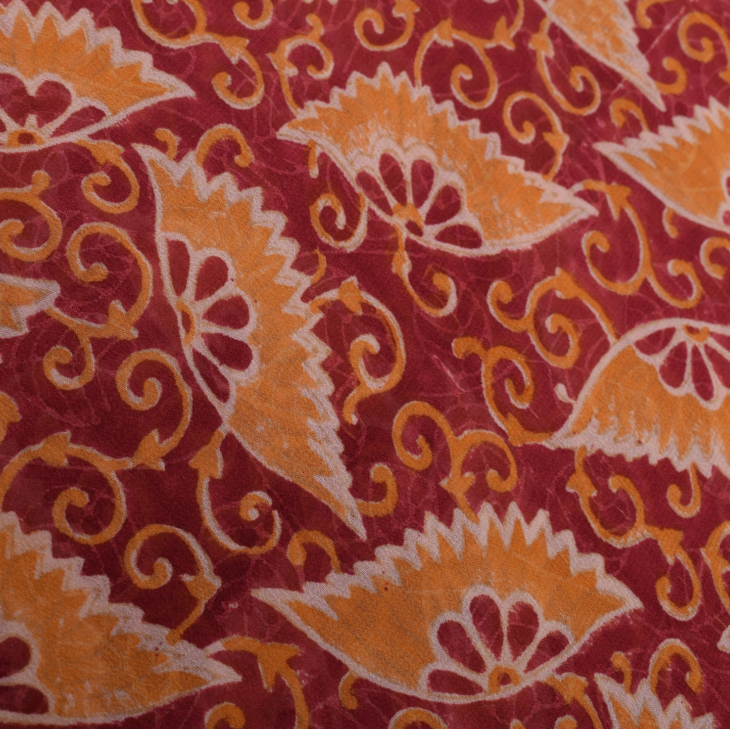 Sushila Vintage Red Saree 100% Pure Georgette Silk Printed Floral Craft Fabric