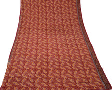 Sushila Vintage Red Saree 100% Pure Georgette Silk Printed Floral Craft Fabric