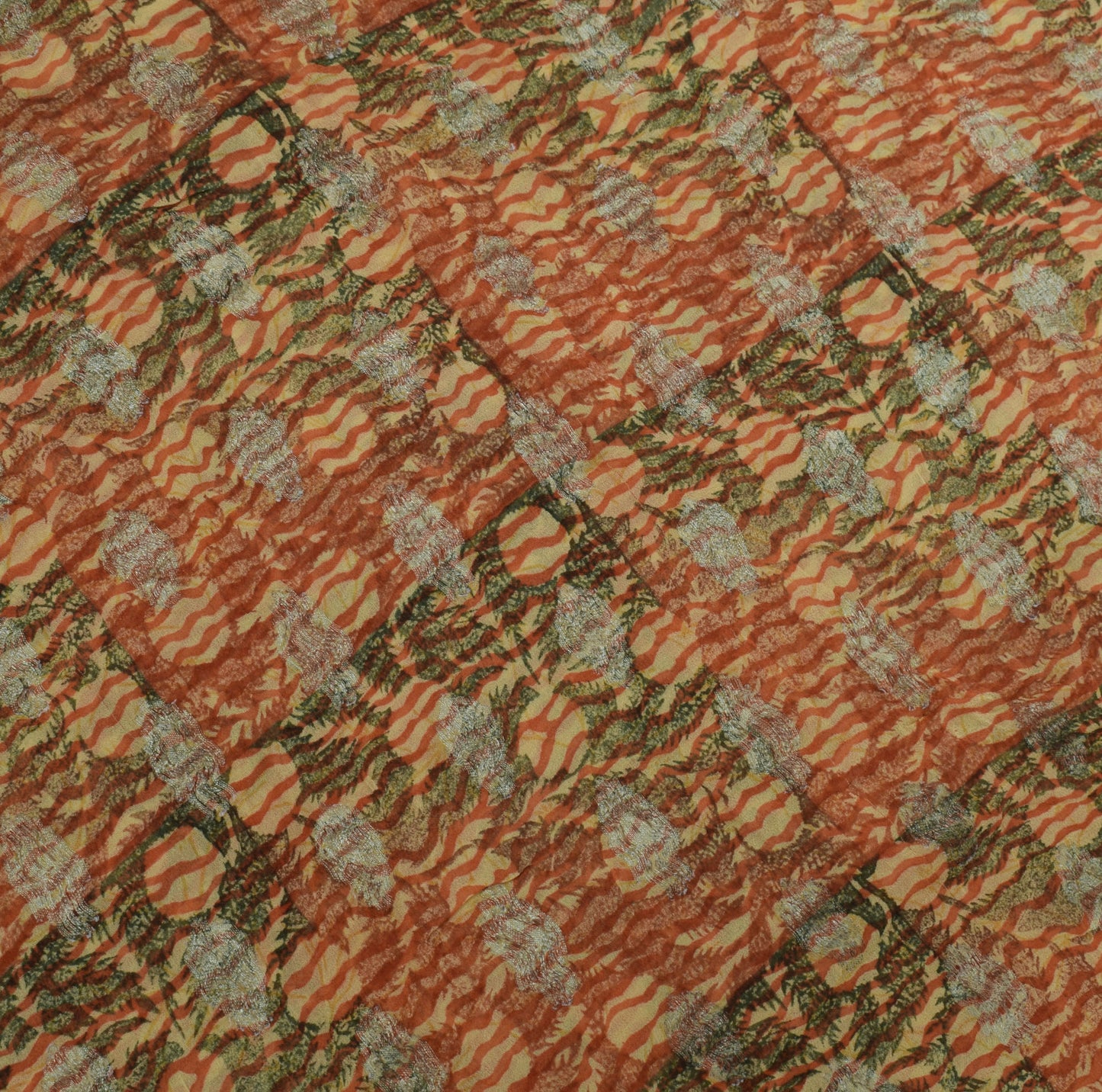 Sushila Vintage Indian Sari 100% Pure Georgette Silk Printed Floral Craft Fabric