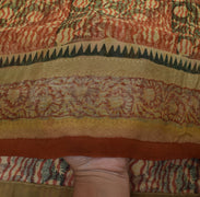 Sushila Vintage Indian Sari 100% Pure Georgette Silk Printed Floral Craft Fabric