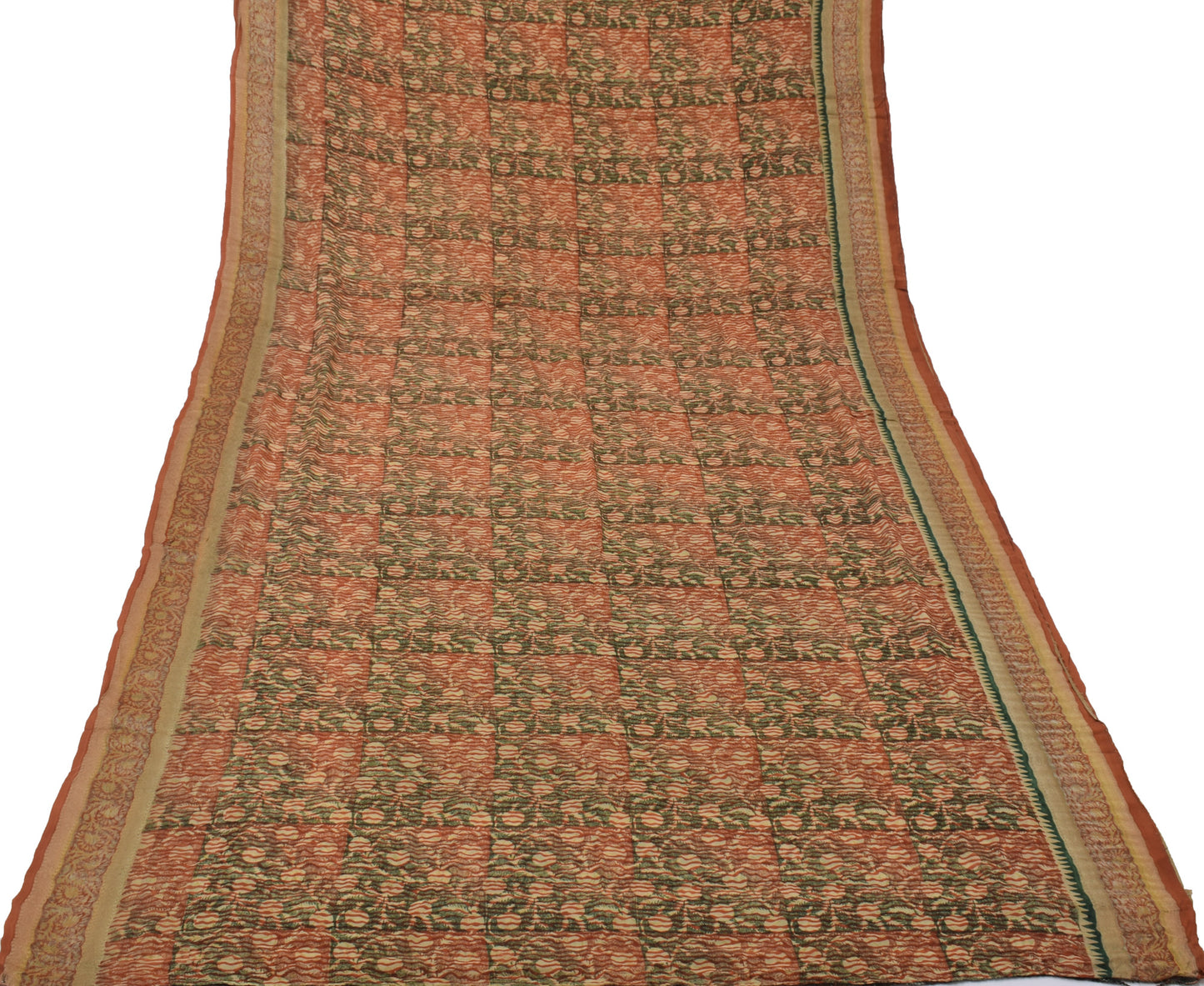 Sushila Vintage Indian Sari 100% Pure Georgette Silk Printed Floral Craft Fabric