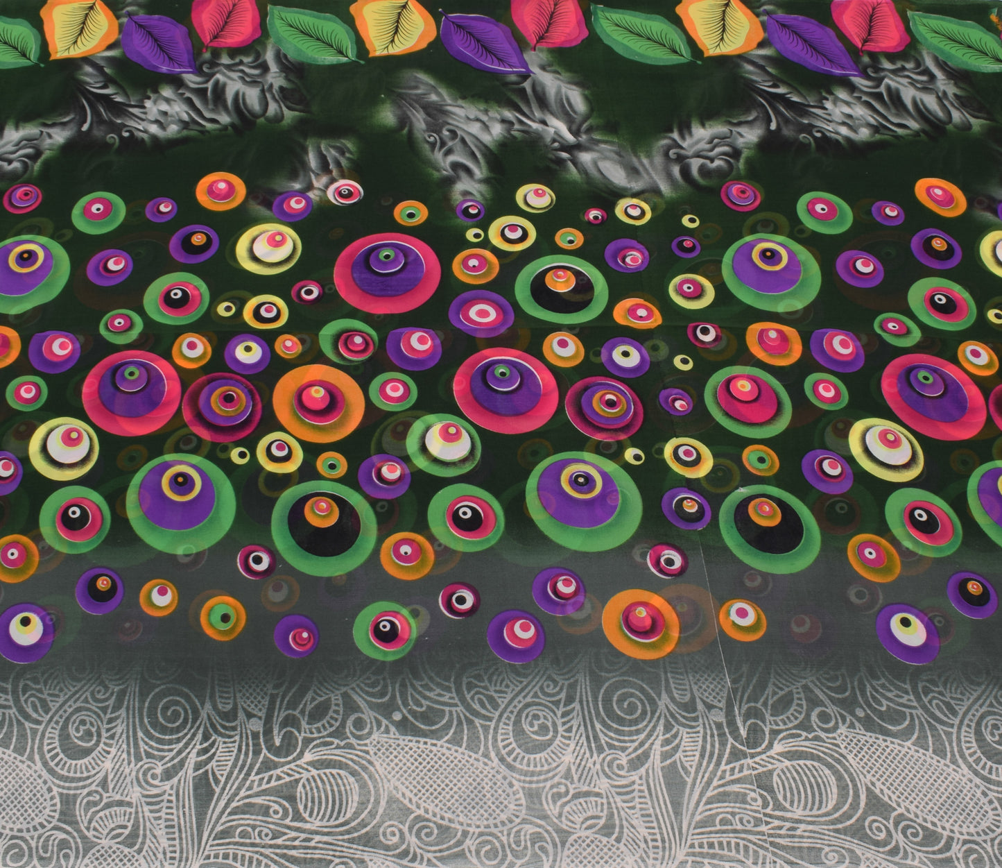 Sushila Vintage Green Saree Blend Georgette Silk Printed Indian Craft Fabric