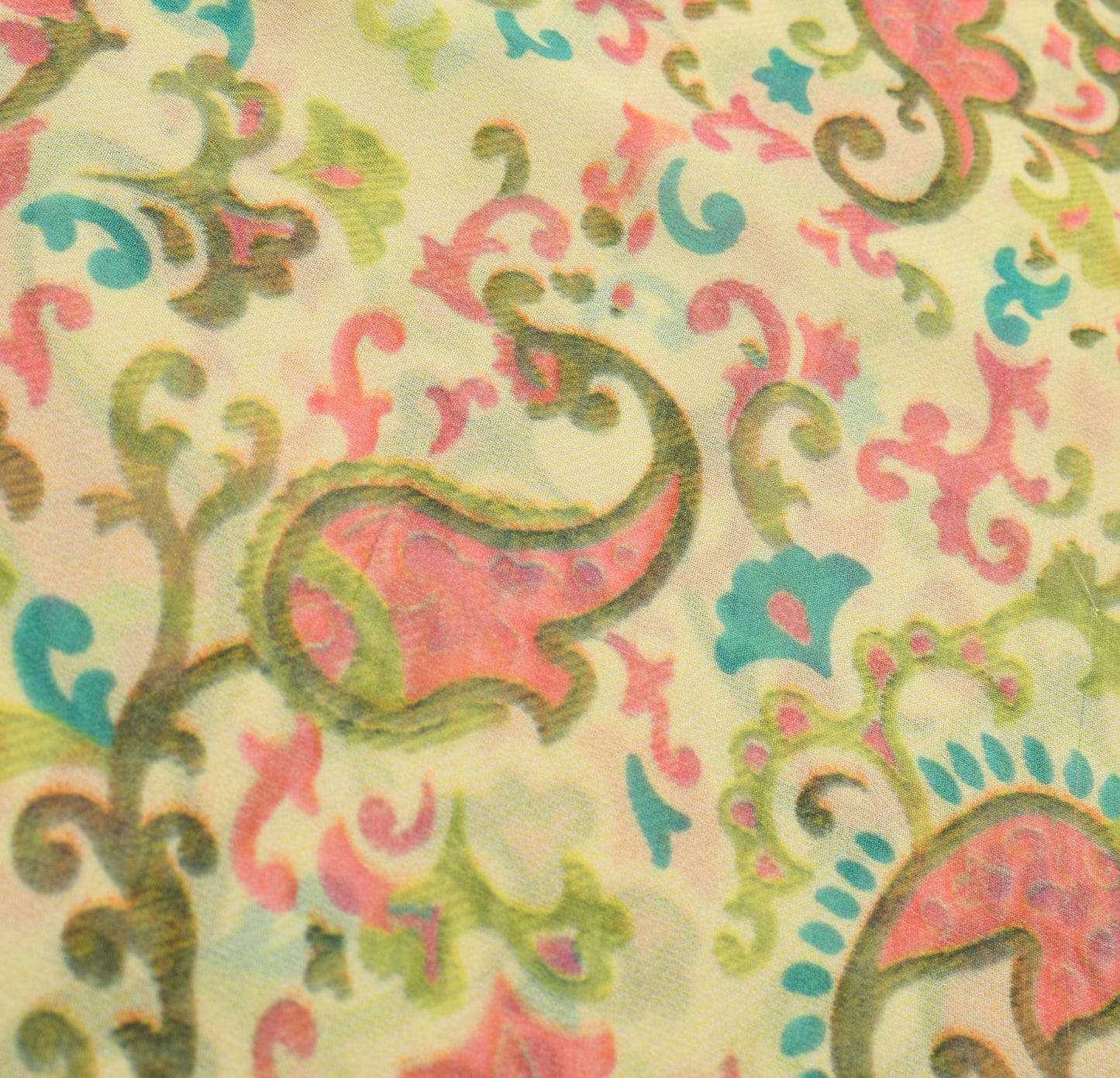 Sushila Vintage Cream Saree 100% Pure Georgette Silk Printed Floral Craft Fabric