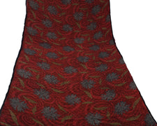 Sushila Vintage Red Saree 100% Pure Georgette Silk Printed Floral Craft Fabric