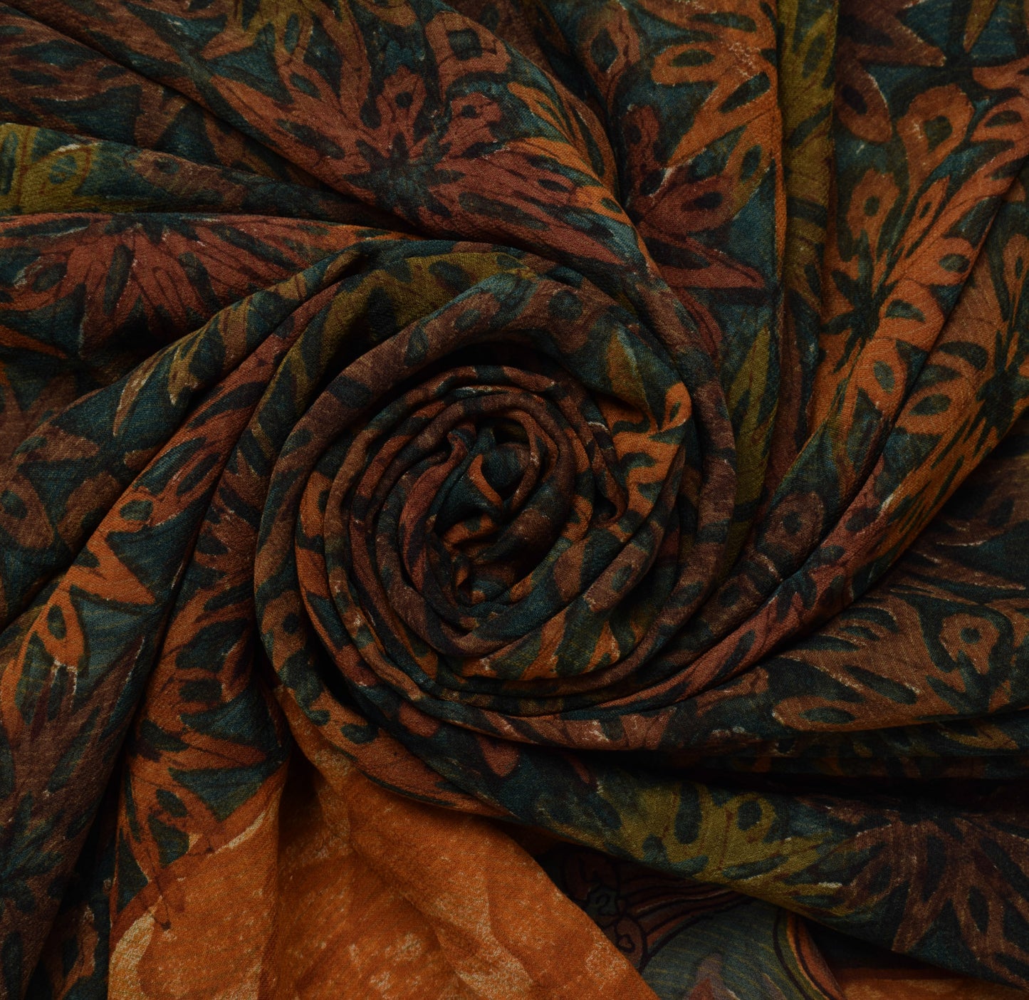 Sushila Vintage Indian Sari 100% Pure Georgette Silk Printed Floral Craft Fabric