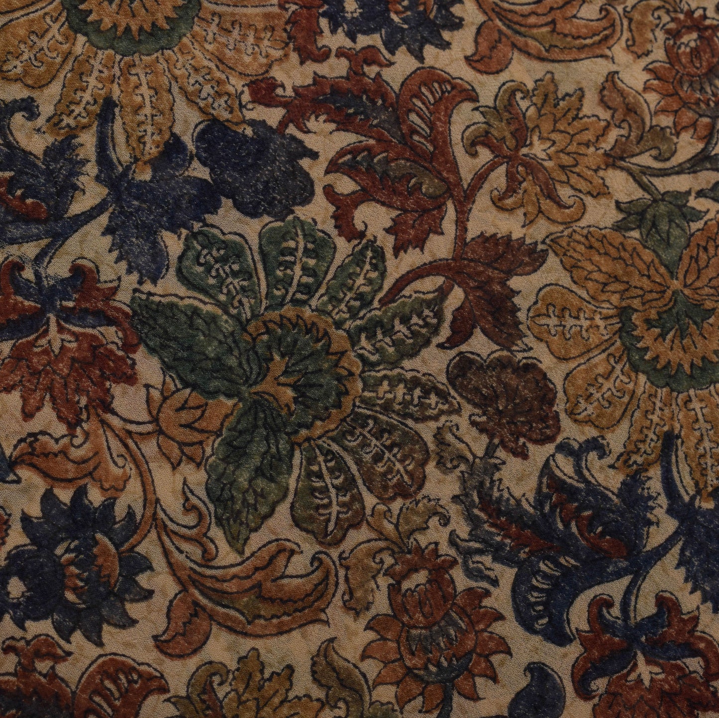 Sushila Vintage Cream Saree 100% Pure Georgette Silk Printed Floral Craft Fabric