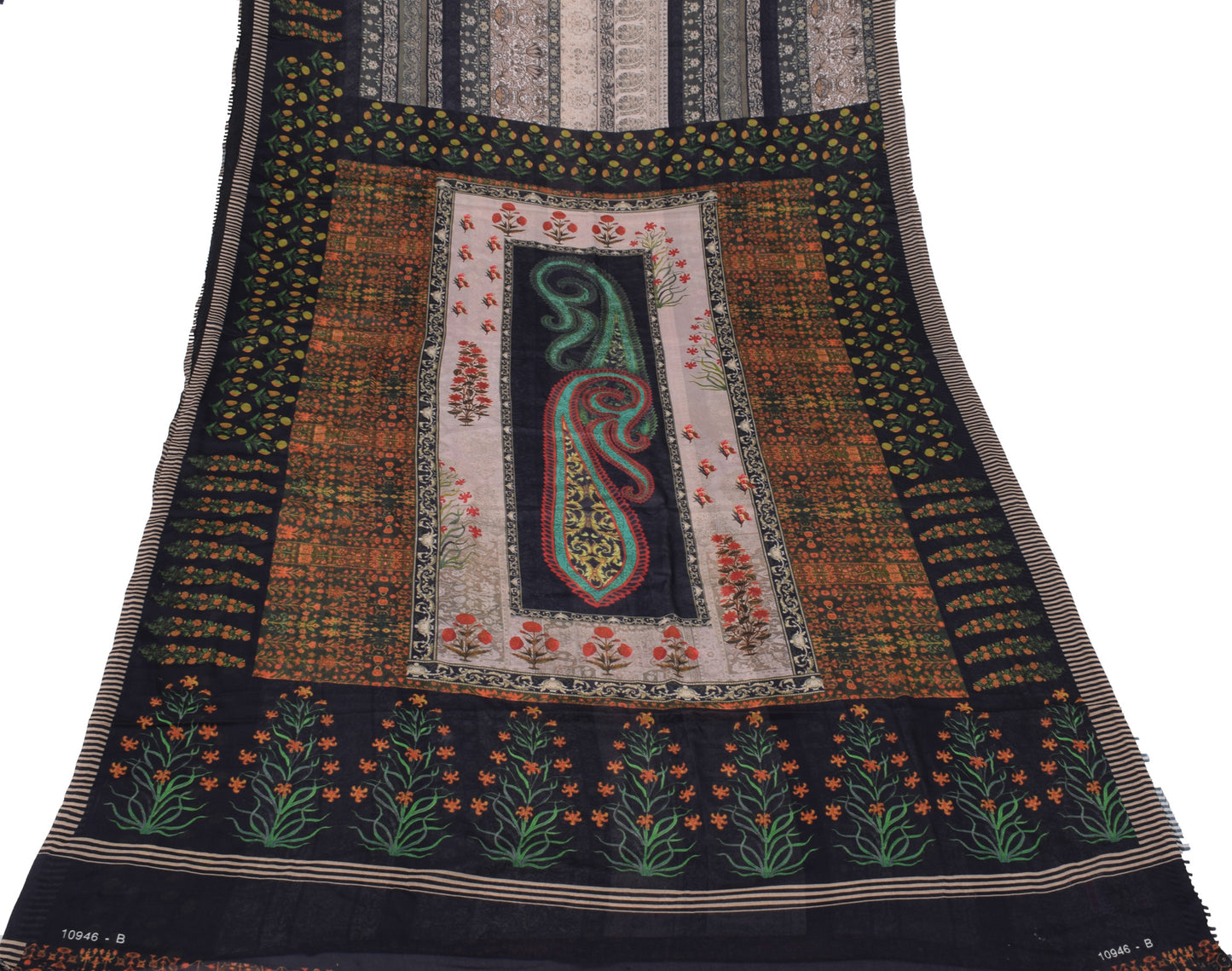 Sushila Vintage Indian Saree Blend Georgette Silk Printed Floral Craft Fabric