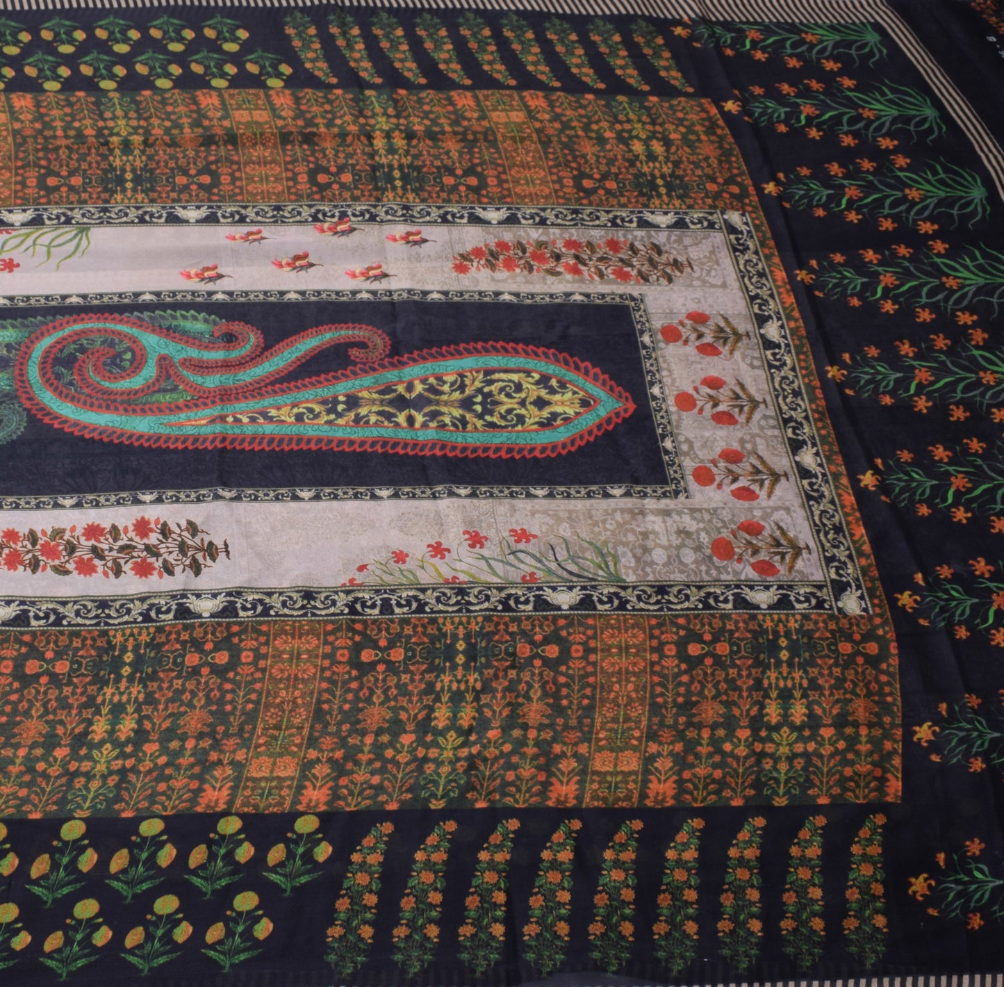 Sushila Vintage Indian Saree Blend Georgette Silk Printed Floral Craft Fabric