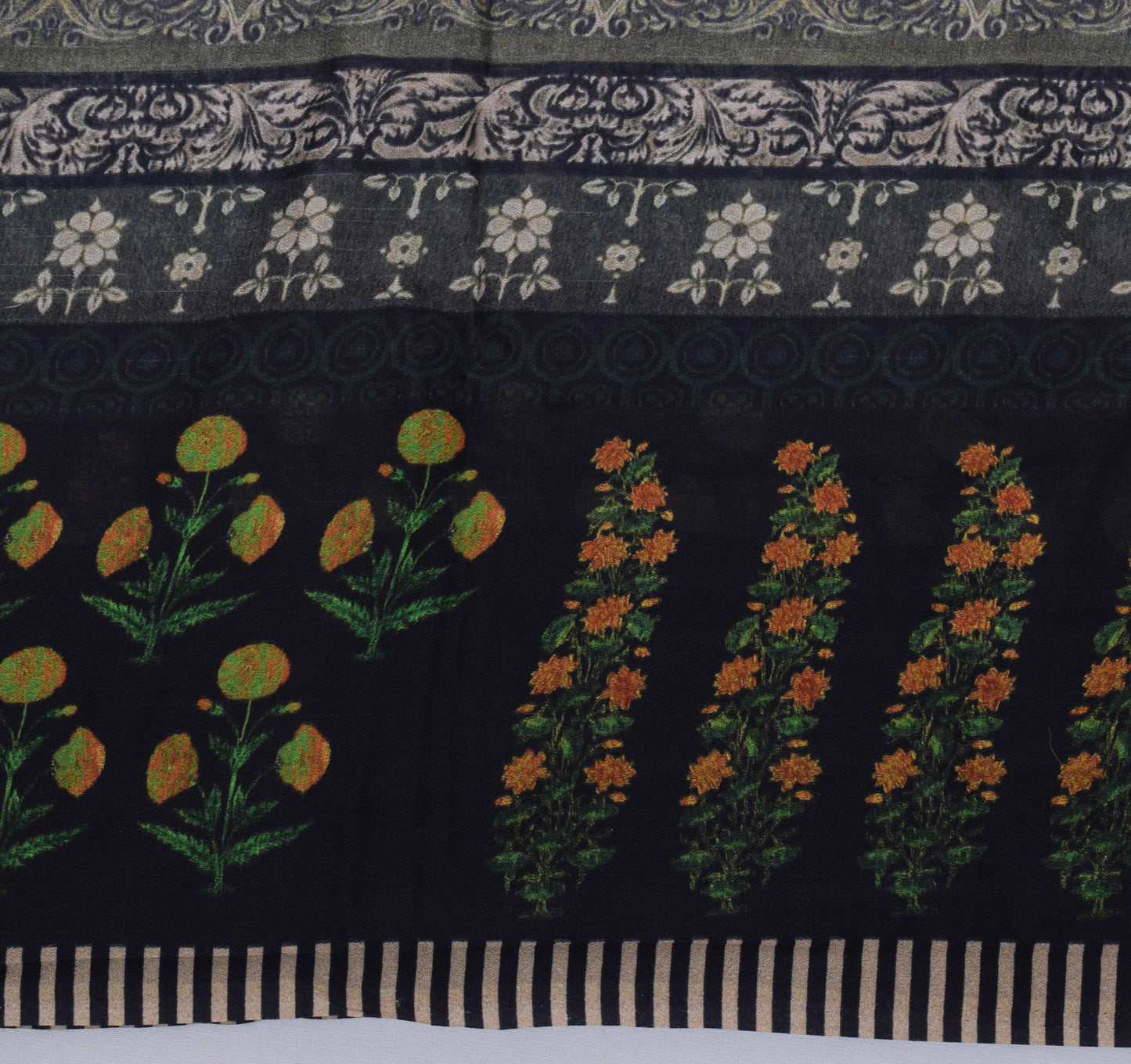 Sushila Vintage Indian Saree Blend Georgette Silk Printed Floral Craft Fabric