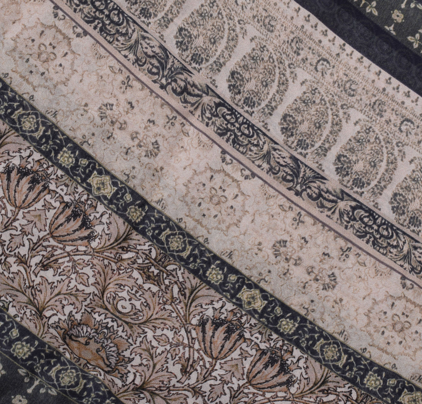 Sushila Vintage Indian Saree Blend Georgette Silk Printed Floral Craft Fabric