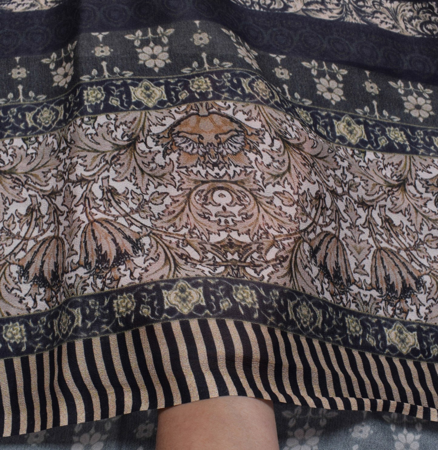 Sushila Vintage Indian Saree Blend Georgette Silk Printed Floral Craft Fabric