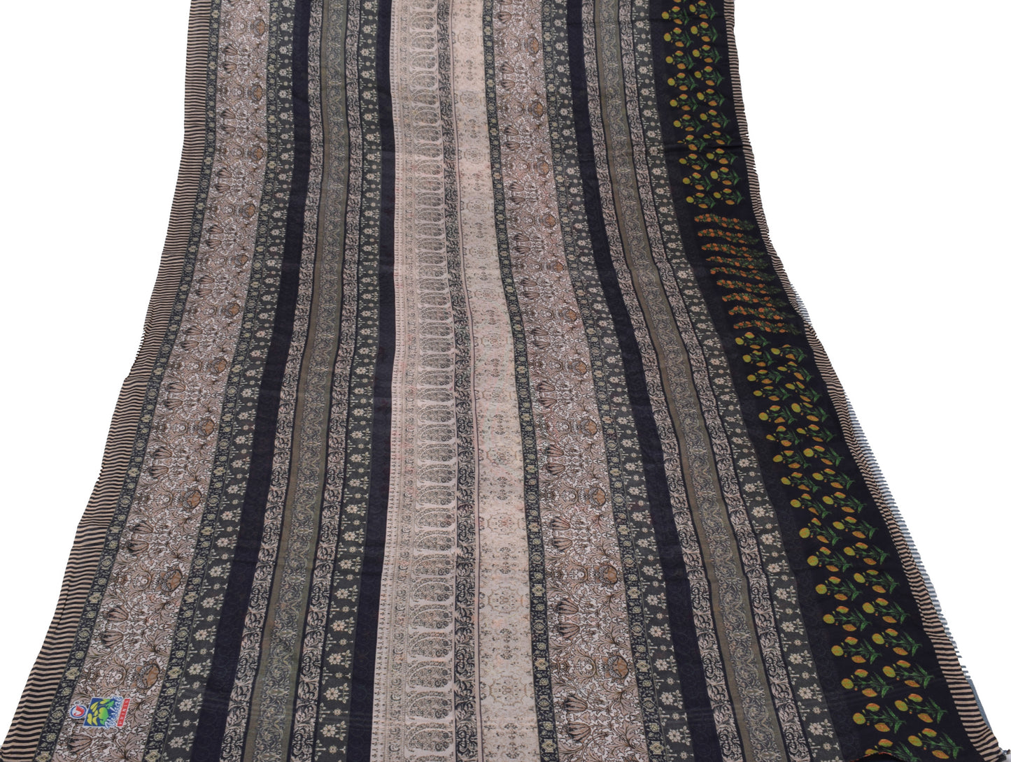 Sushila Vintage Indian Saree Blend Georgette Silk Printed Floral Craft Fabric