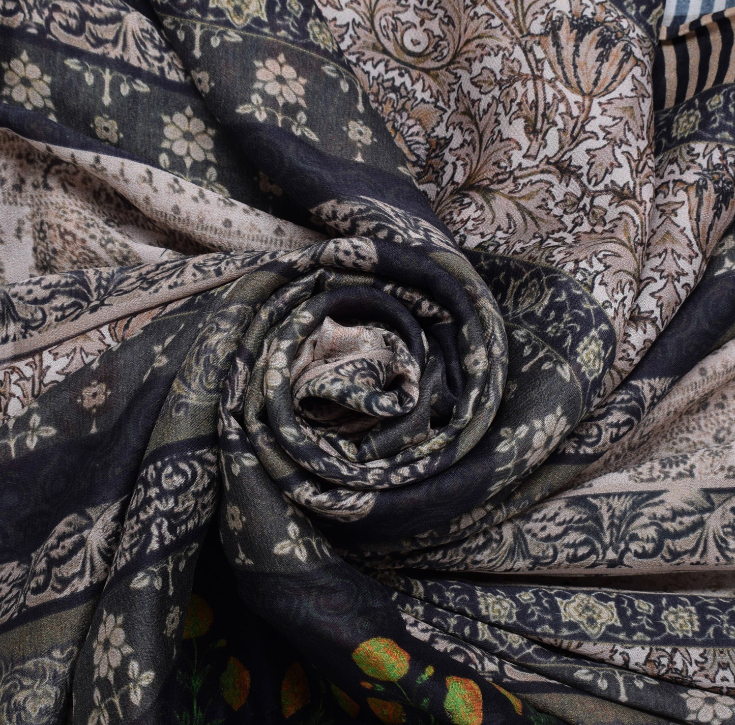 Sushila Vintage Indian Saree Blend Georgette Silk Printed Floral Craft Fabric