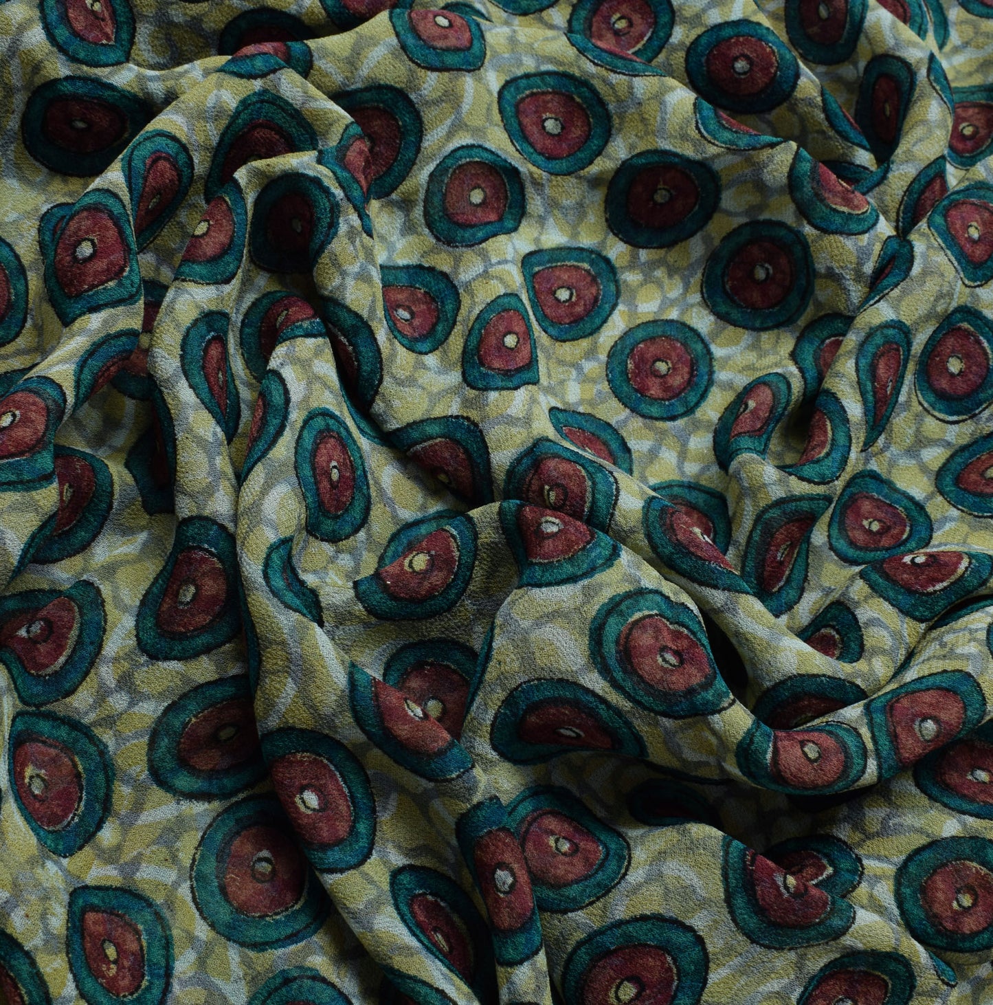 Sushila Vintage Indian Sari 100% Pure Georgette Silk Printed Floral Craft Fabric