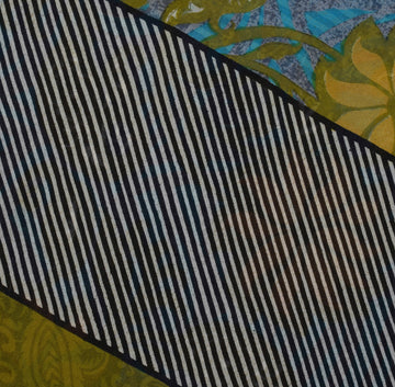Sushila Vintage Blue Saree 100% Pure Georgette Silk Printed Floral Craft Fabric