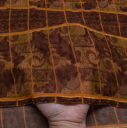 Sushila Vintage Brown Saree Blend Georgette Silk Printed Floral Craft Fabric