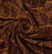 Sushila Vintage Brown Saree Blend Georgette Silk Printed Floral Craft Fabric