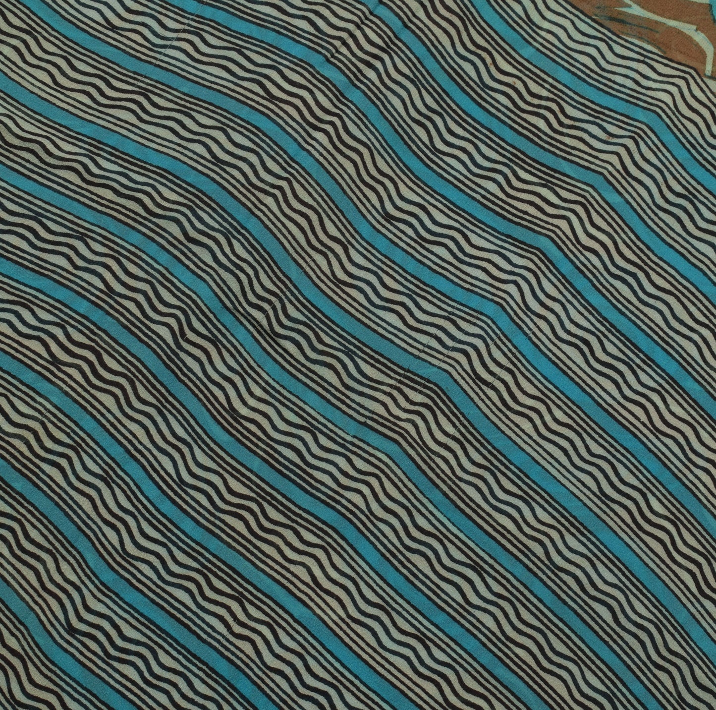 Sushila Vintage Brown Sari 100% Pure Georgette Silk Printed Indian Craft Fabric