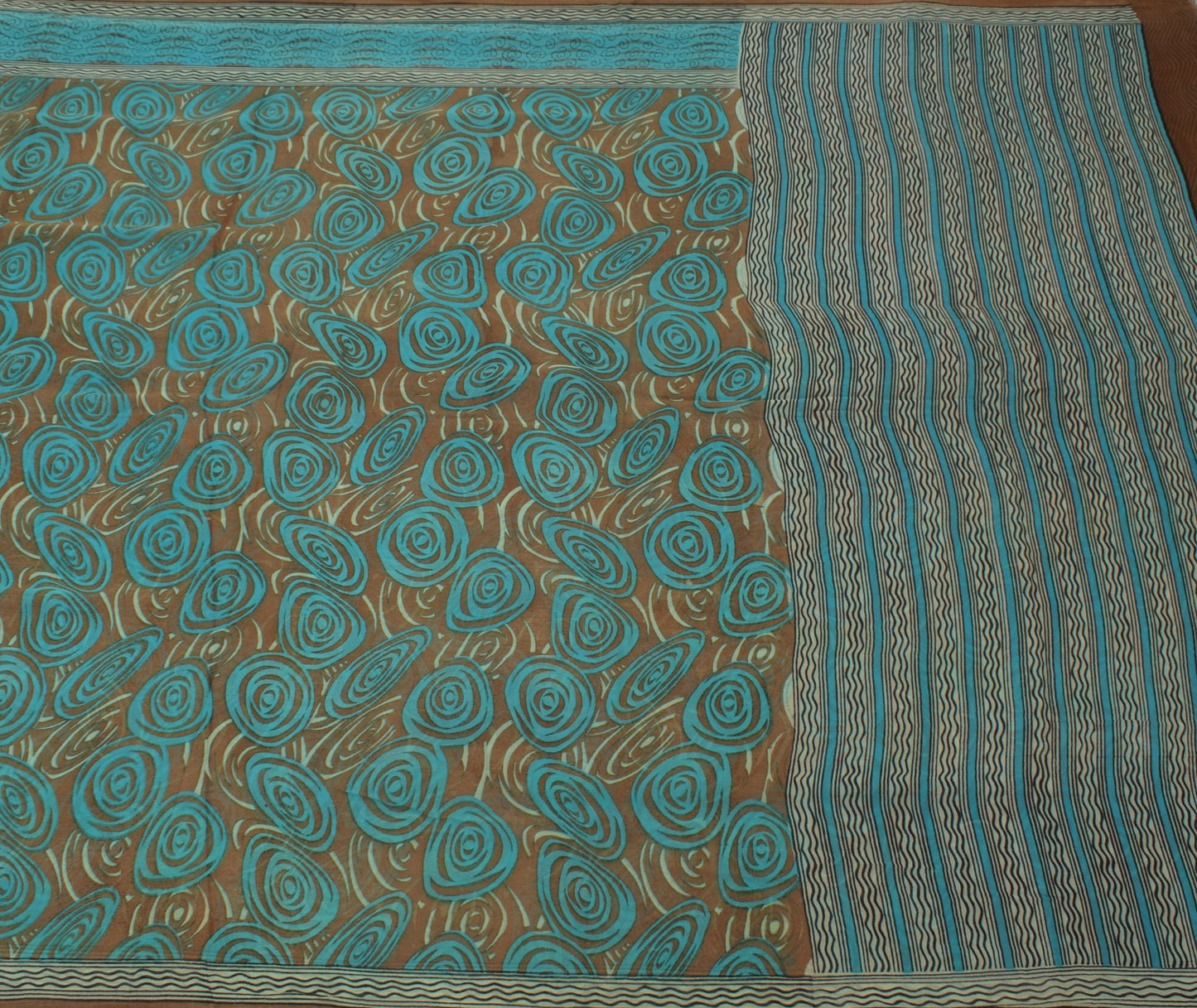 Sushila Vintage Brown Sari 100% Pure Georgette Silk Printed Indian Craft Fabric