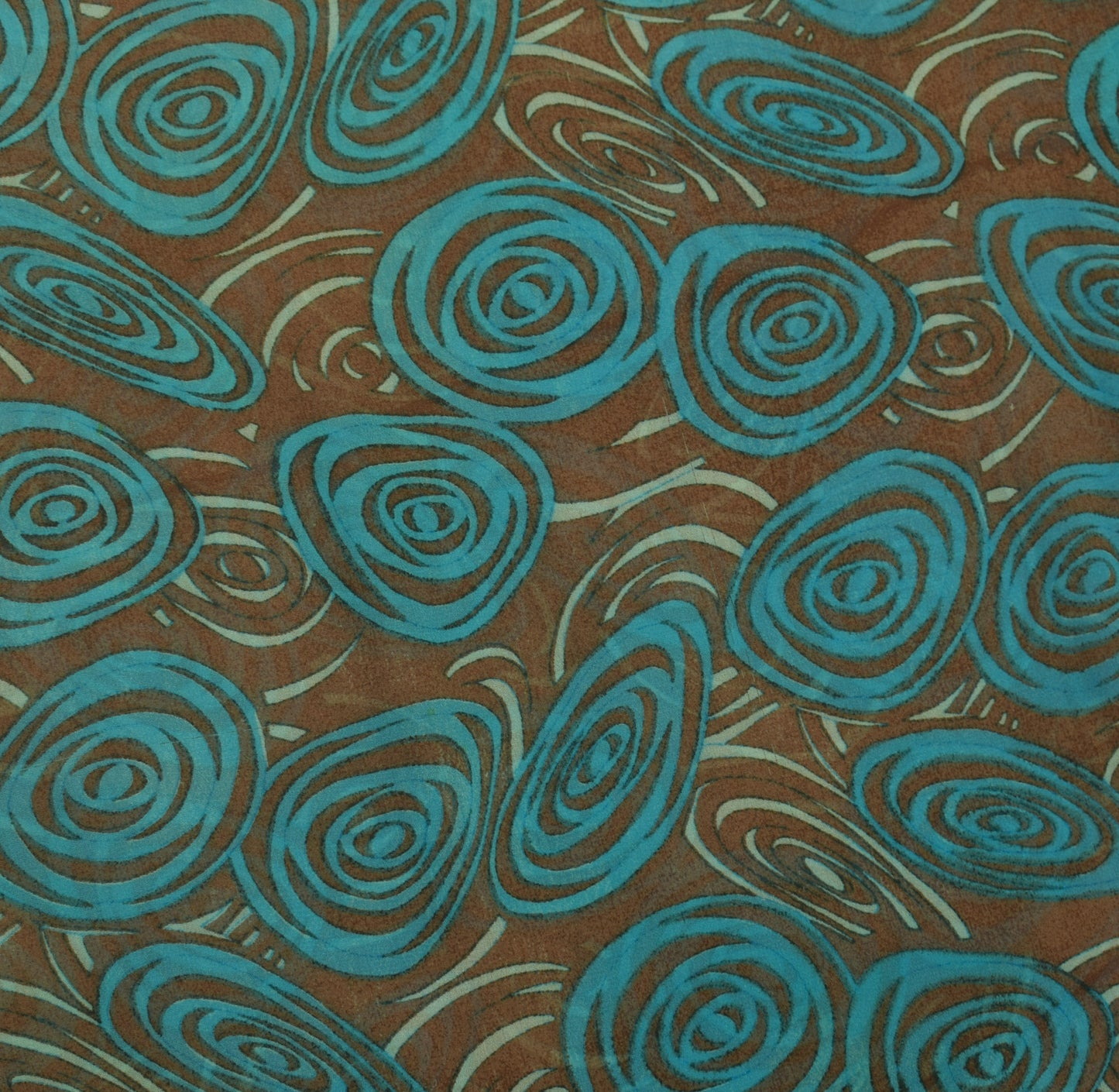 Sushila Vintage Brown Sari 100% Pure Georgette Silk Printed Indian Craft Fabric