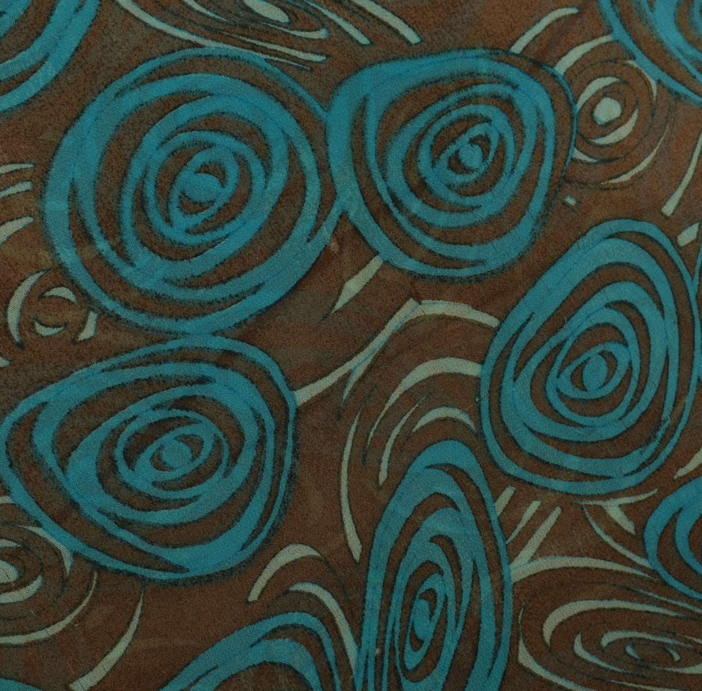 Sushila Vintage Brown Sari 100% Pure Georgette Silk Printed Indian Craft Fabric