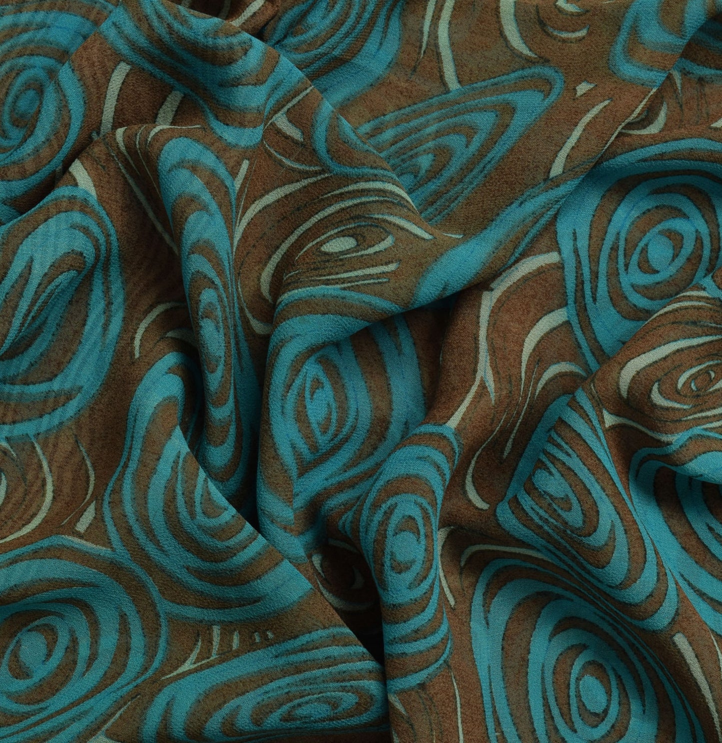 Sushila Vintage Brown Sari 100% Pure Georgette Silk Printed Indian Craft Fabric