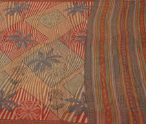 Sushila Vintage Indian Sari 100% Pure Chiffon Silk Printed Floral Craft Fabric